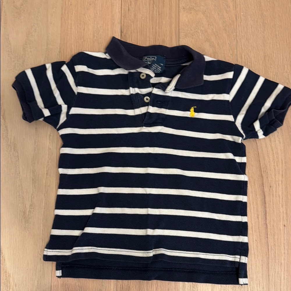 Polo by Ralph Lauren Oxford Mesh Blue and White Striped Polo